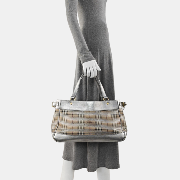 Coated Canvas Tote Bag Silver
