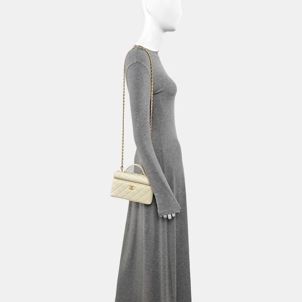 Quilted Grained Calfskin Shoulder Bag Yellow