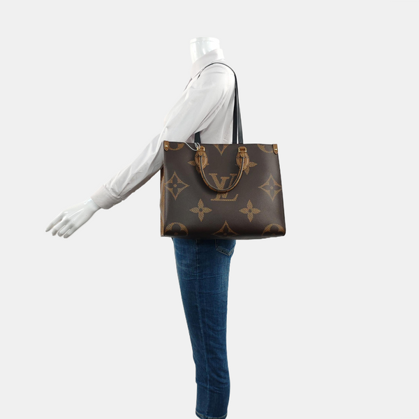 Authenticated pre-owned ONTHEGO MM Monogram Coated Canvas Brown - Tote Bag at Looply