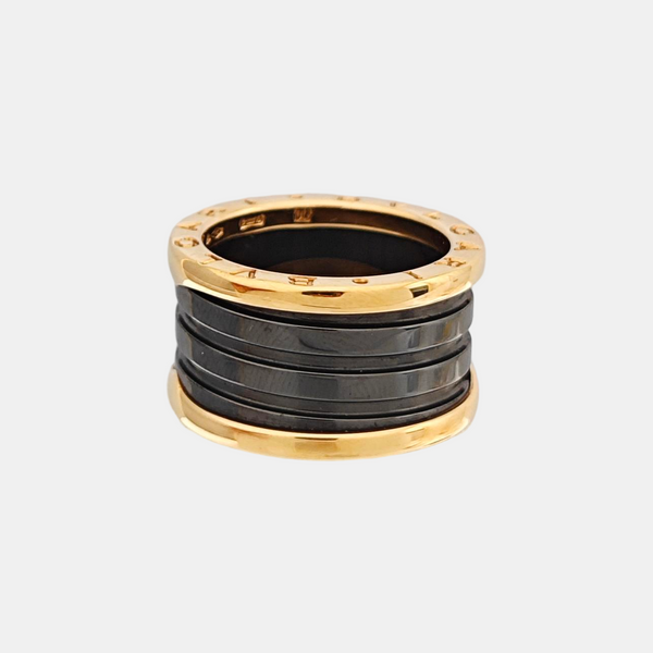 B.ZERO1 18k Rose Gold Black Ring EU 52