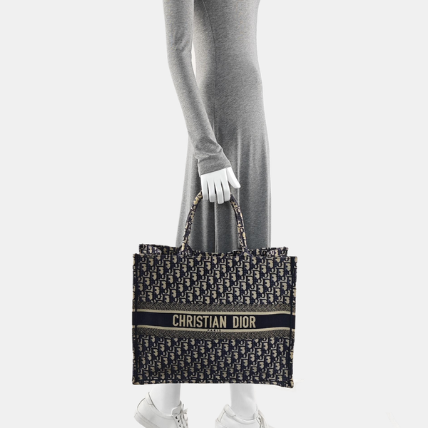 Book Tote Large Oblique Canvas Blue