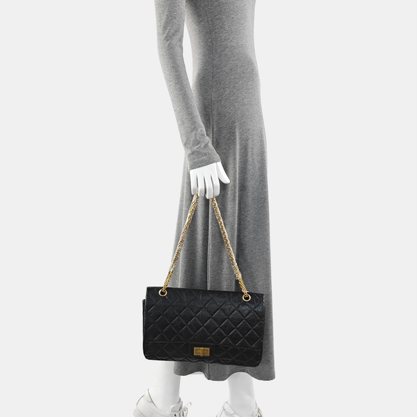 2.55 Maxi Quilted Calfskin Black