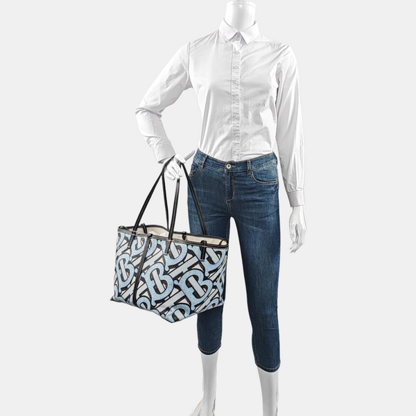 Beach Tote Coated Canvas Blue