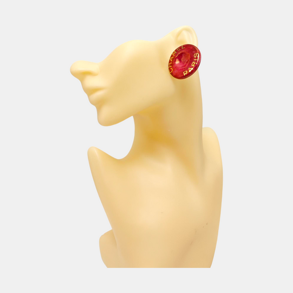 Metal Red Clip On Earrings