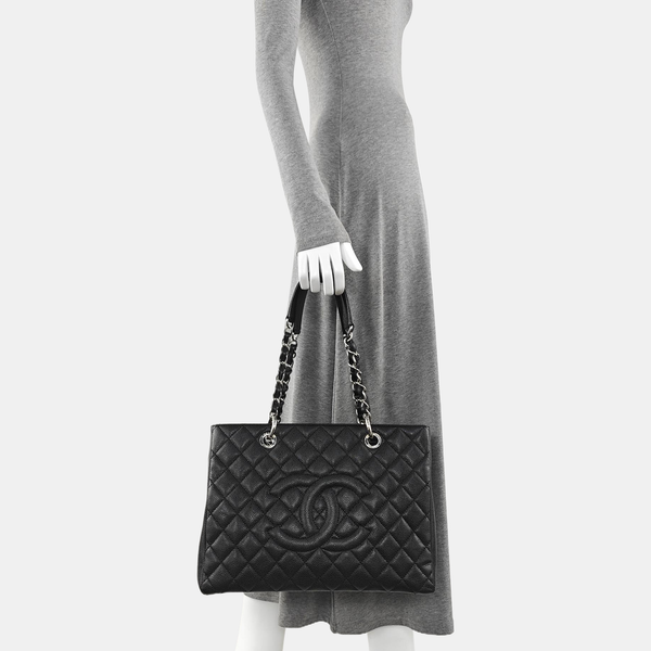 CHANEL GST Large Quilted Grained Calfskin Black