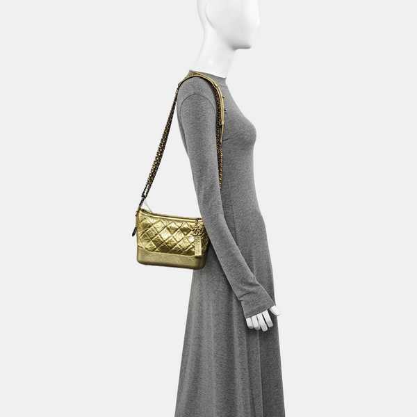 GABRIELLE Small Quilted Calfskin Gold