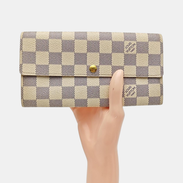 PORTE MONNAIE Damier Azur Coated Canvas White Wallet