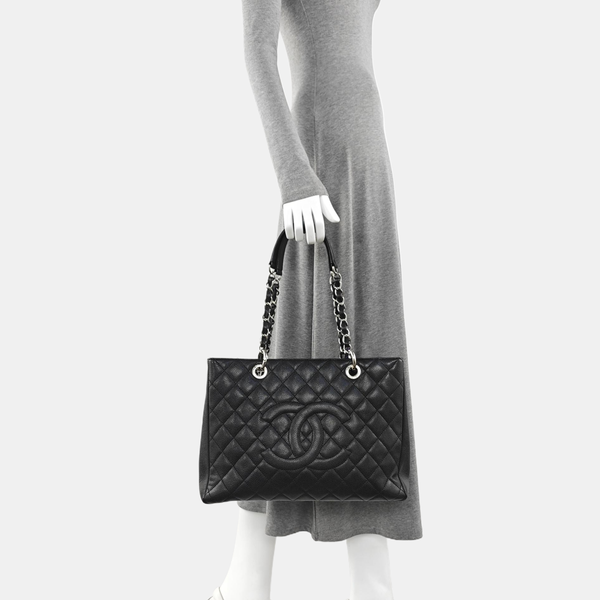 CHANEL GST Large Quilted Grained Calfskin Brown