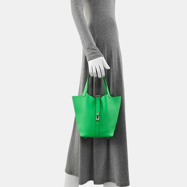 Authenticated pre-owned Picotin Lock 18 Clemence Green - Bucket Bag at Looply