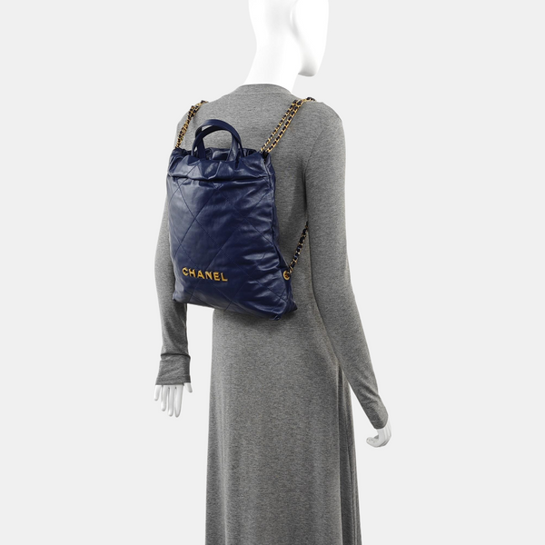 CHANEL 22 Small Quilted Calfskin Blue