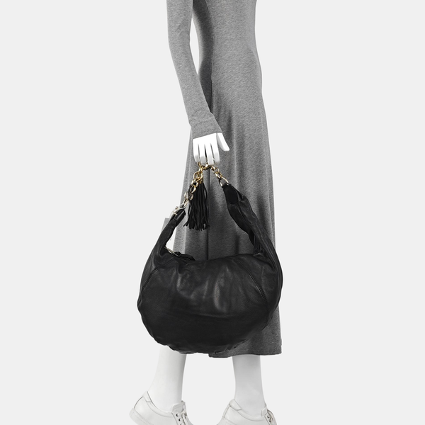 Calfskin Top Handle Bag Black
