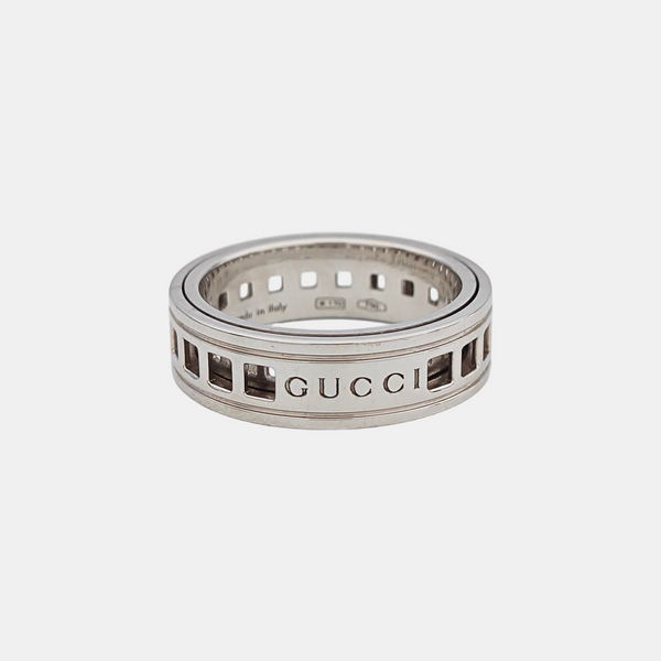 18k White Gold Silver Ring EU 49