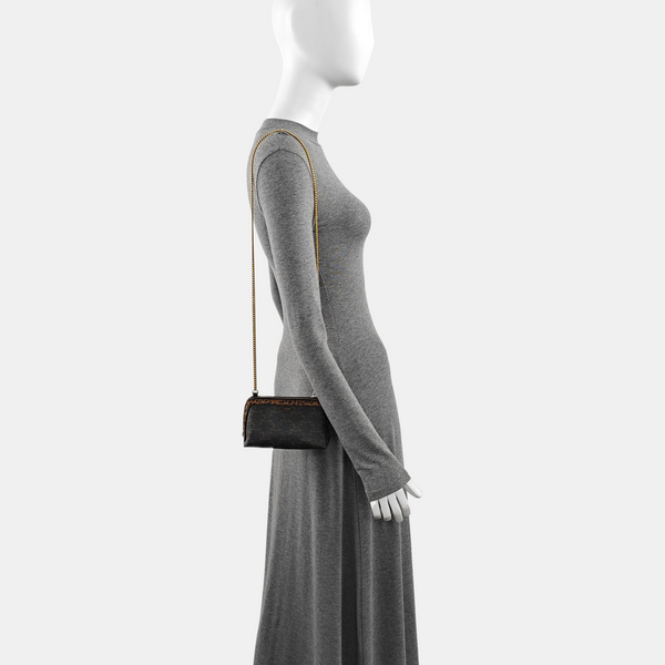Coated Canvas Shoulder Bag Brown