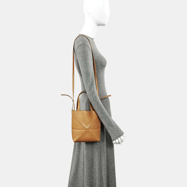 Puzzle Fold Mini Quilted Calfskin Brown