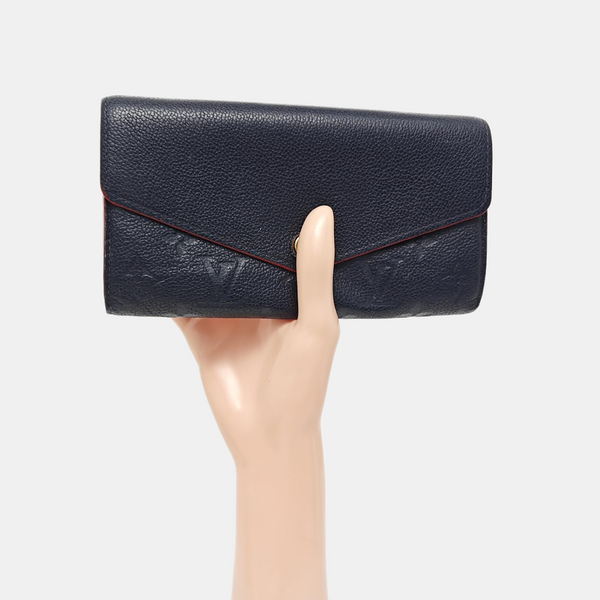 SARAH Monogram Calfskin Blue Wallet