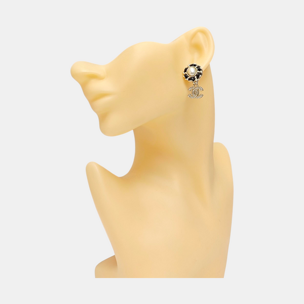 CC Logo Metal Gold Earrings