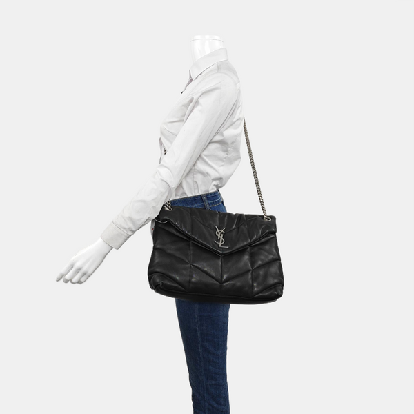 LOULOU Medium Quilted Lambskin Black