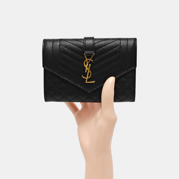 ENVELOPE Small Quilted Calfskin Black Wallet