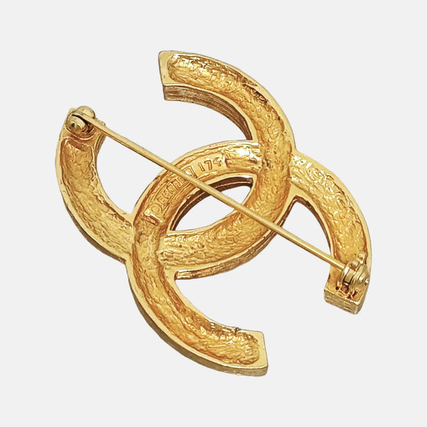 CC Logo Metal Gold Brooch