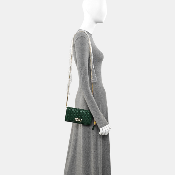 My Miu Quilted Lambskin Green