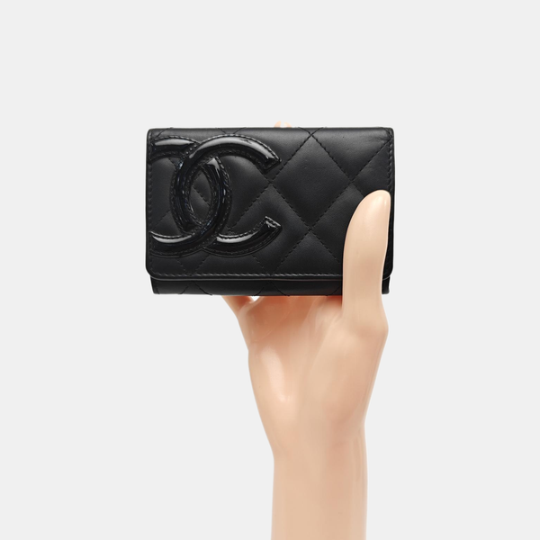 CAMBON Quilted Calfskin Black Coin Purse