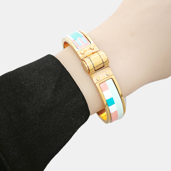Enamel Hinged Bracelet Metal Multicolor Bangle