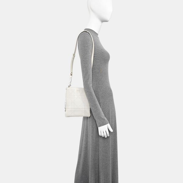 Cannage Lambskin Bucket Bag Small White