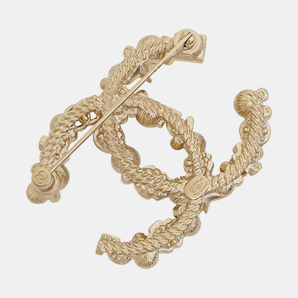 CC Logo Metal Gold Brooch