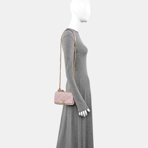 Quilted Lambskin Shoulder Bag Pink