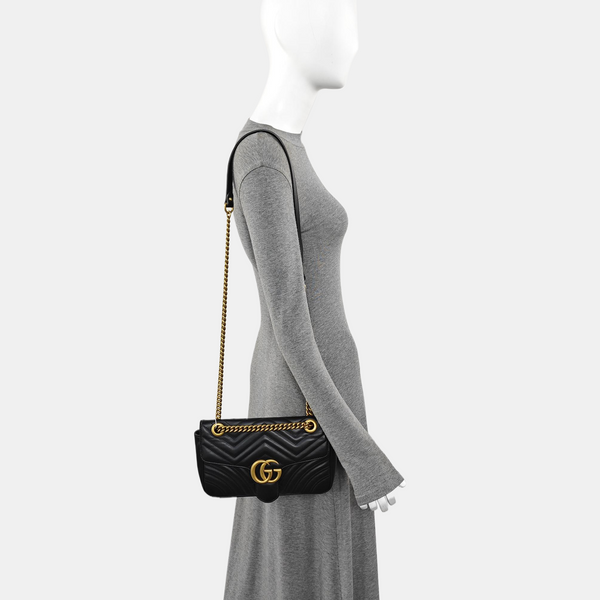 GG Marmont Medium Quilted Calfskin Black