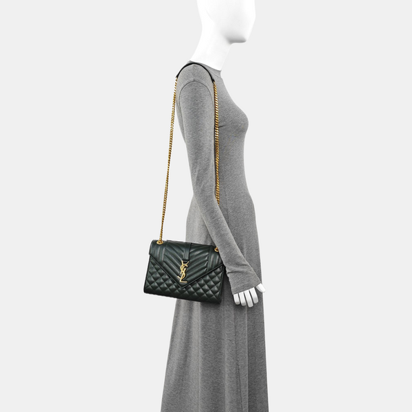 ENVELOPE Medium Chevron Calfskin Green