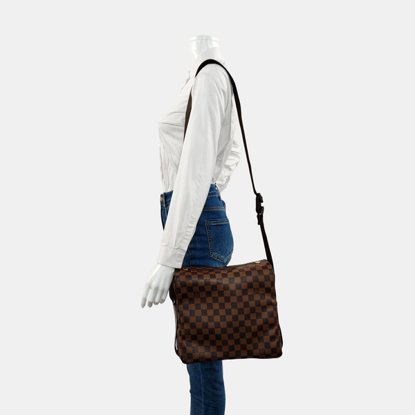 NAVIGLIO Damier Ebene Coated Canvas Brown