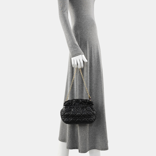 Cannage Lambskin Top Handle Bag Black