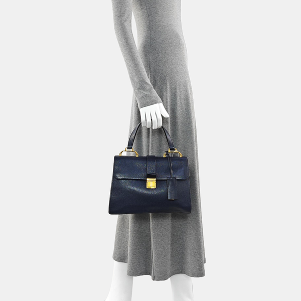 Calfskin Top Handle Bag Blue