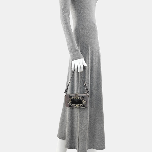 Silk Satin Top Handle Bag Gray