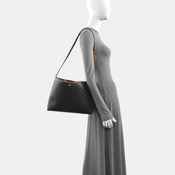 Coated Canvas Shoulder Bag Brown