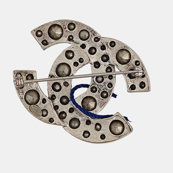 CC Logo Metal Silver Brooch