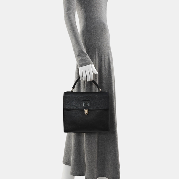 Calfskin Top Handle Bag Black