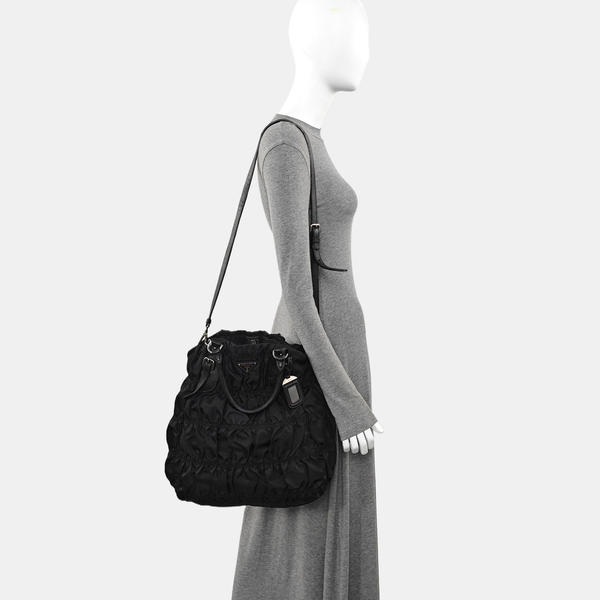 Gaufre Quilted Nylon Black