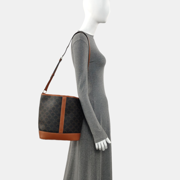 Authenticated pre-owned TRIOMPHE CANVAS Medium Coated Canvas Yellow - Bucket Bag at Looply