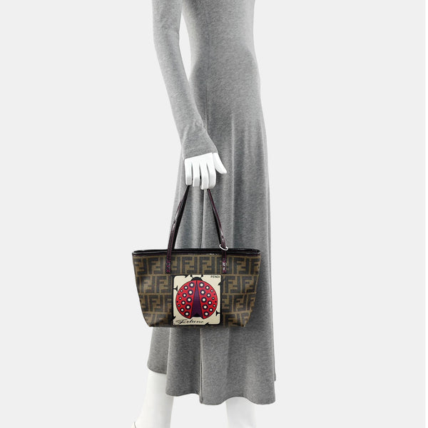 Coated Canvas Top Handle Bag Brown