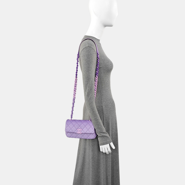 Quilted Grained Calfskin Purple