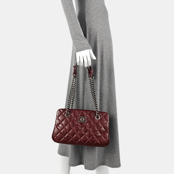 Quilted Calfskin Tote Bag Red