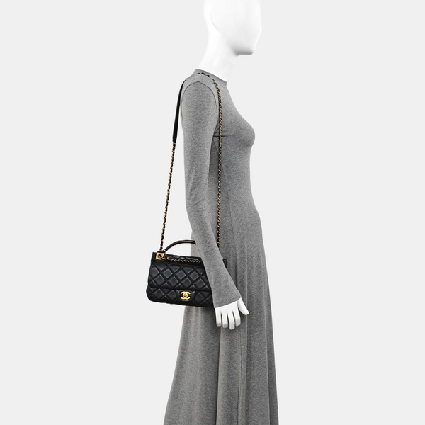 Quilted Calfskin Shoulder Bag Black