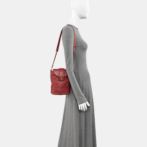 Quilted Calfskin Shoulder Bag Red