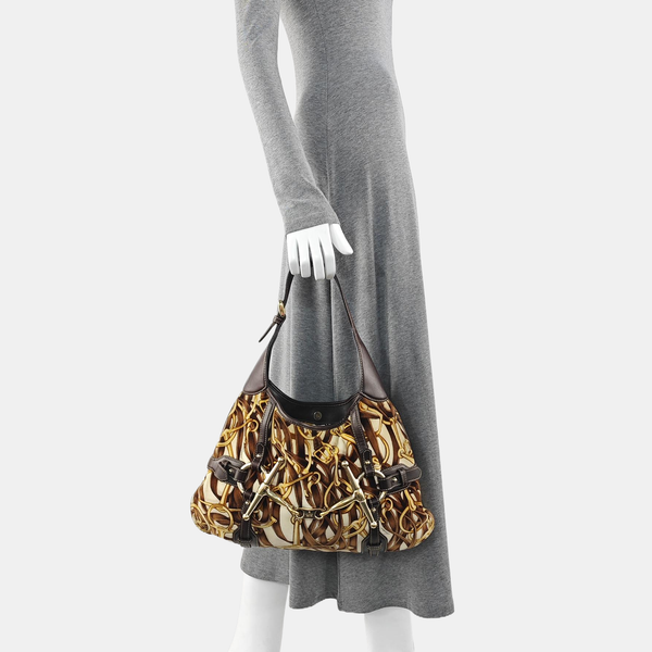 Fabric Top Handle Bag Brown
