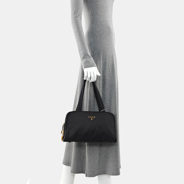 Nylon Top Handle Bag Black