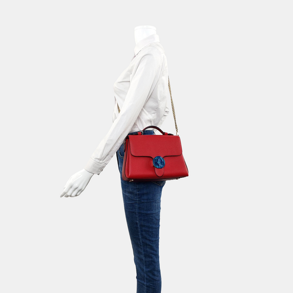 Interlocking G Large Calfskin Red