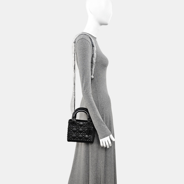 Lady Dior Mini Cannage Calfskin Black