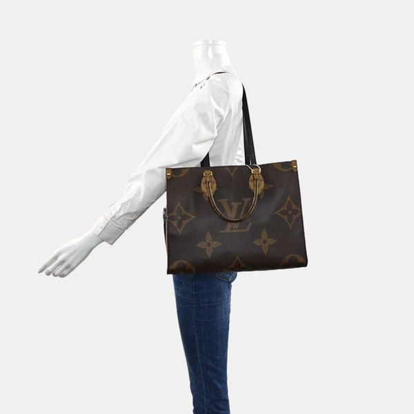 Authenticated pre-owned ONTHEGO MM Monogram Coated Canvas Brown - Tote Bag at Looply